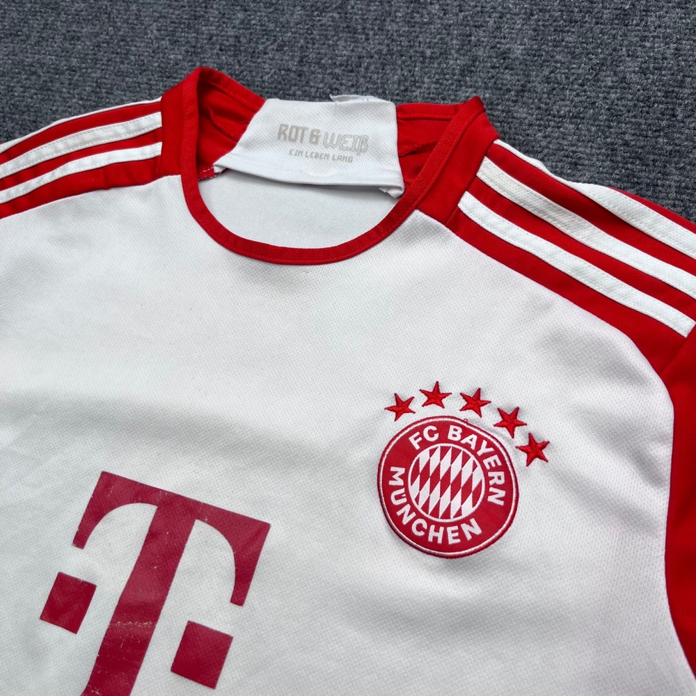 Adidas FC Bayern Munchen Soccer Jersey Football White Red Short Sleeve Shirt
